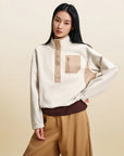 EP YAYING Double‑Faced Fleece Color‑Block Stand‑Collar Sweatshirt EGLIA5203A