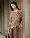 YAYING Silk Cashmere Openwork Knit Cardigan EPLAG9524A
