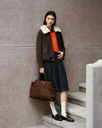 EP YAYING Lapel‑Collar Coffee‑Tone Yak‑Wool‑Blend Jacket EGLIR1515A
