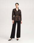 YAYING Silky Printed Belted Blouse