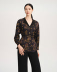 YAYING Silky Printed Belted Blouse