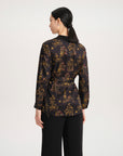 YAYING Silky Printed Belted Blouse