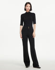 EP YAYING Semi-High Neck Black Knit Top
