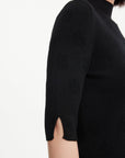 EP YAYING Semi-High Neck Black Knit Top
