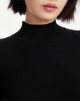 EP YAYING Semi-High Neck Black Knit Top