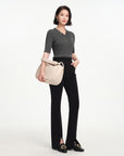 EP YAYING Wool V-neck Fit Sweater Top