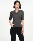 EP YAYING Wool V-neck Fit Sweater Top