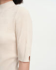 EP YAYING Semi-High Neck White Knit Top