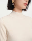 EP YAYING Semi-High Neck White Knit Top