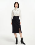 EP YAYING Wool Midi Skirt