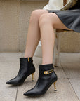 EP YAYING Pin Buckle Booties in Leather