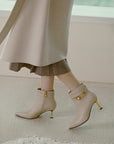 EP YAYING Pin Buckle Booties in Leather