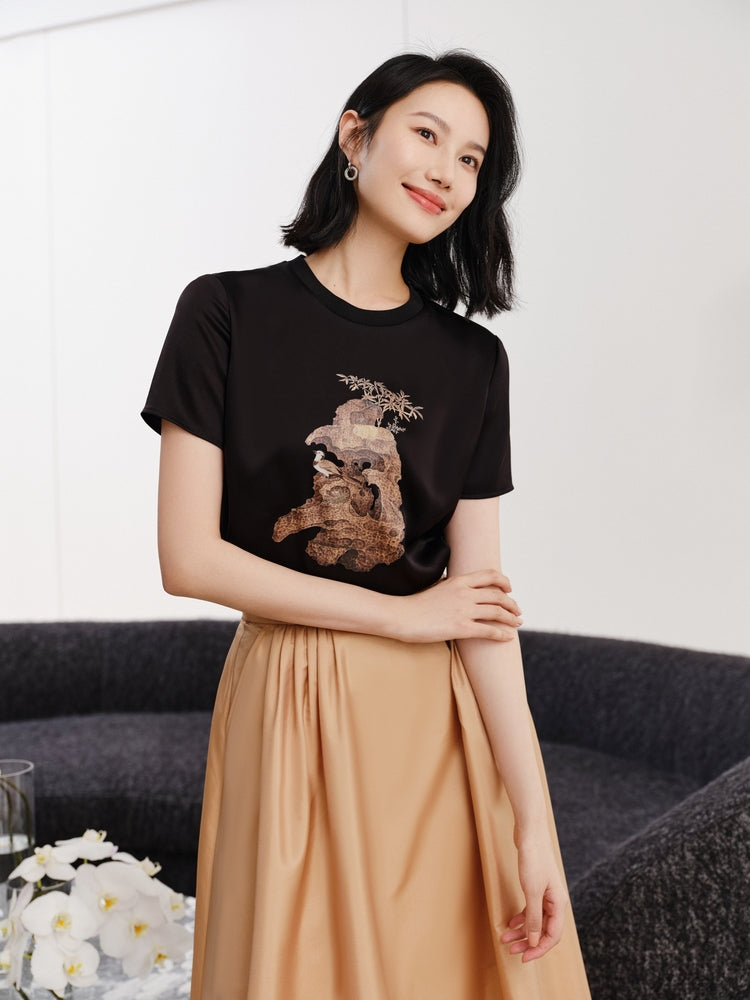 YAYING Black Triacetate T-shirt