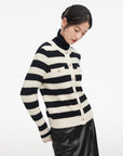 EP YAYING Striped Knitted Cardigan