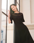 YAYING Black Detailed Waist Dress