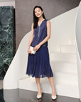 YAYING Blue Elegant Pleated Skirt