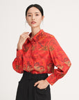 YAYING Chinese-style Printed Belted Blouse