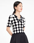 EP YAYING Rhombic Pattern Knit Sweater