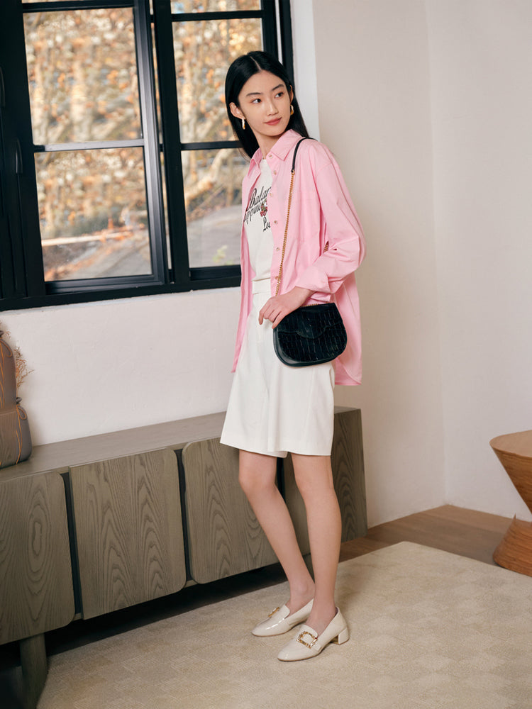 EP YAYING Double E Vine Diamond Buckle Loafers