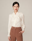 YAYING Ruffle-Collar Geometric Jacquard Blouse