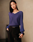 YAYING Puff Sleeves Knitted Shirt