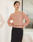 YAYING Puff Sleeves Knit Sweater