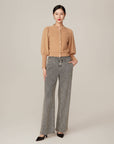YAYING Puff Sleeve Knit Cardigan