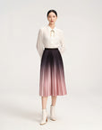 YAYING Gradient Pleated Midi Skirt
