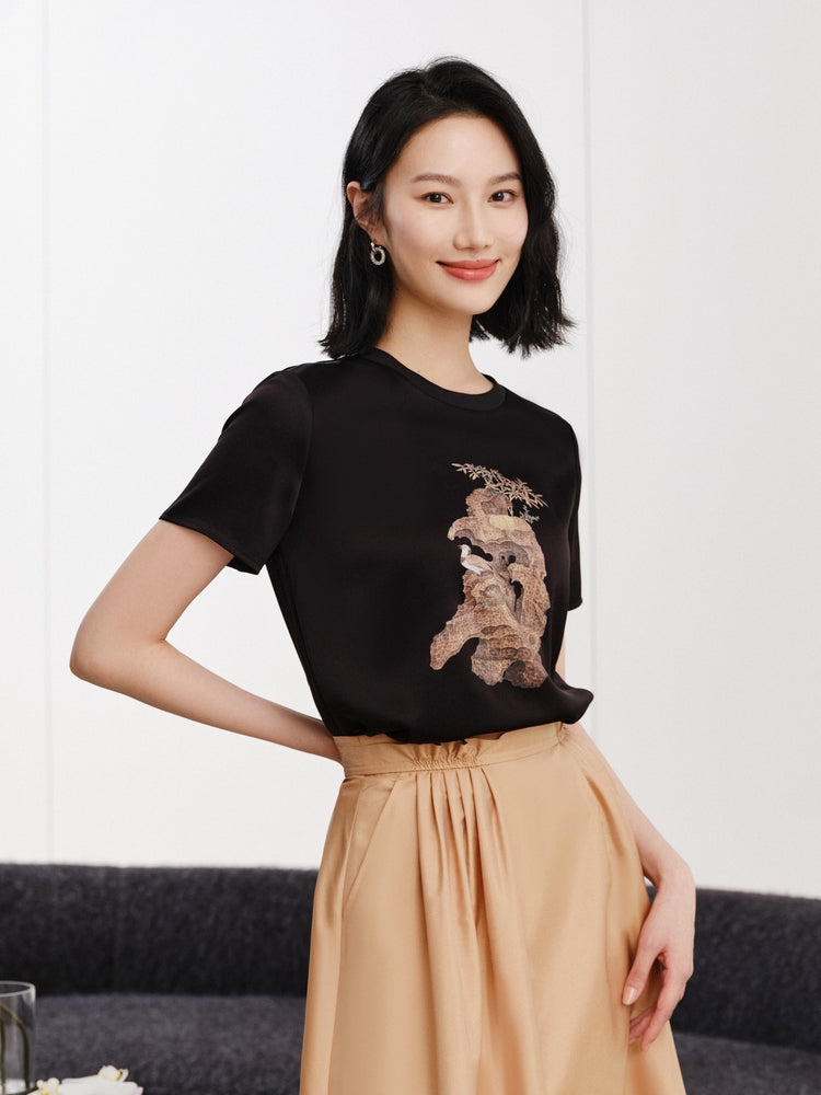 YAYING Black Triacetate T-shirt