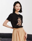 YAYING Black Triacetate T-shirt