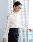 EP YAYING Mulberry Silk Ruffle Shirt