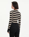 EP YAYING Navy Stripes Wool Knit Top
