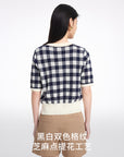 EP YAYING Plaid Knit Cardigan