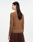 EP YAYING Texture Brown Knit Cardigan