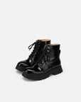 EP YAYING Leather Platform Lace Up Boots