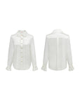 EP YAYING Mulberry Silk Ruffle Shirt