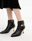 EP YAYING Pin Buckle Booties in Leather