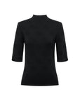 EP YAYING Semi-High Neck Black Knit Top