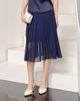 YAYING Blue Elegant Pleated Skirt