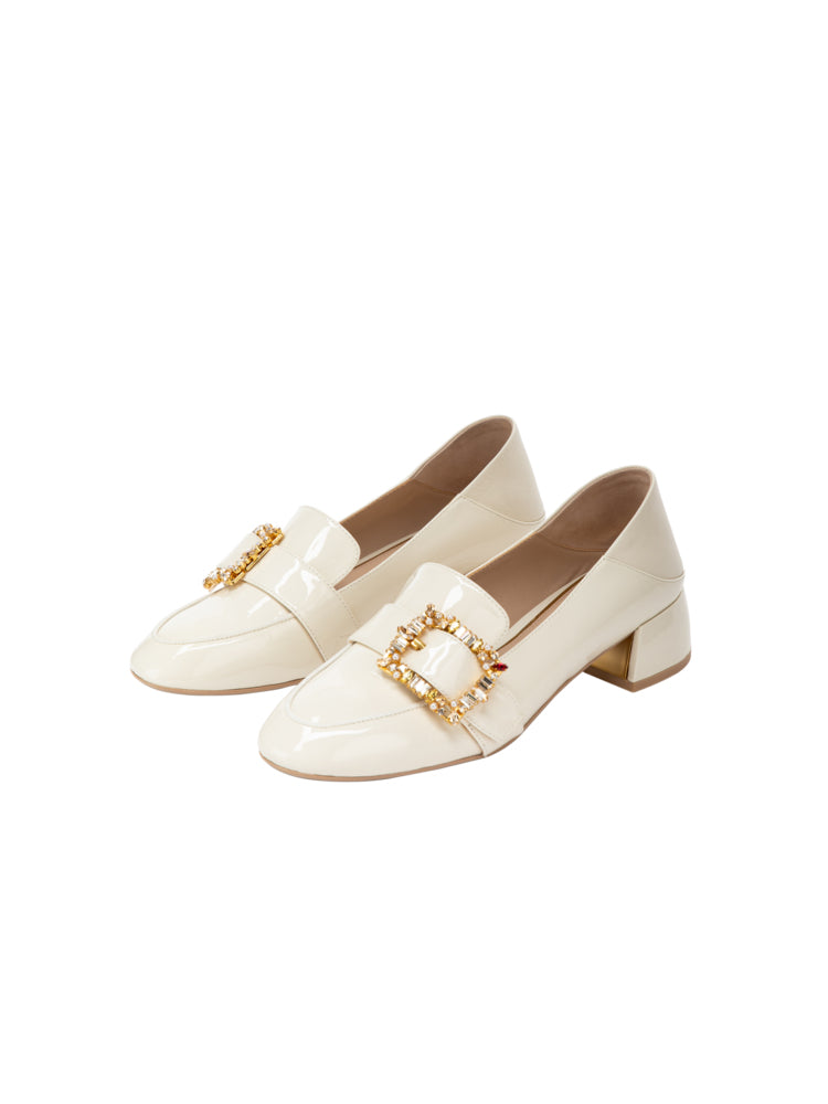 EP YAYING Double E Vine Diamond Buckle Loafers
