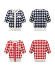 EP YAYING Plaid Knit Cardigan