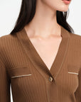 EP YAYING Wool Textures Black Knit Cardigan