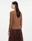 EP YAYING Wool Textures Black Knit Cardigan