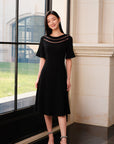 YAYING Black Detailed Waist Dress