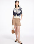 EP YAYING Plaid Knit Cardigan