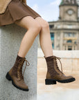 EP YAYING Knit Lace Up Ankle Boots