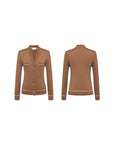 EP YAYING Texture Brown Knit Cardigan