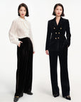 EP YAYING Velvet High-waisted Wide Leg Pants
