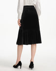 EP YAYING Velvet Mulberry Silk Midi Skirt