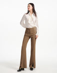 EP YAYING Fine Knitted Front Slits Pants